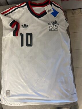 World Cup Authentic Adidas Mexico White Number 10 Jersey